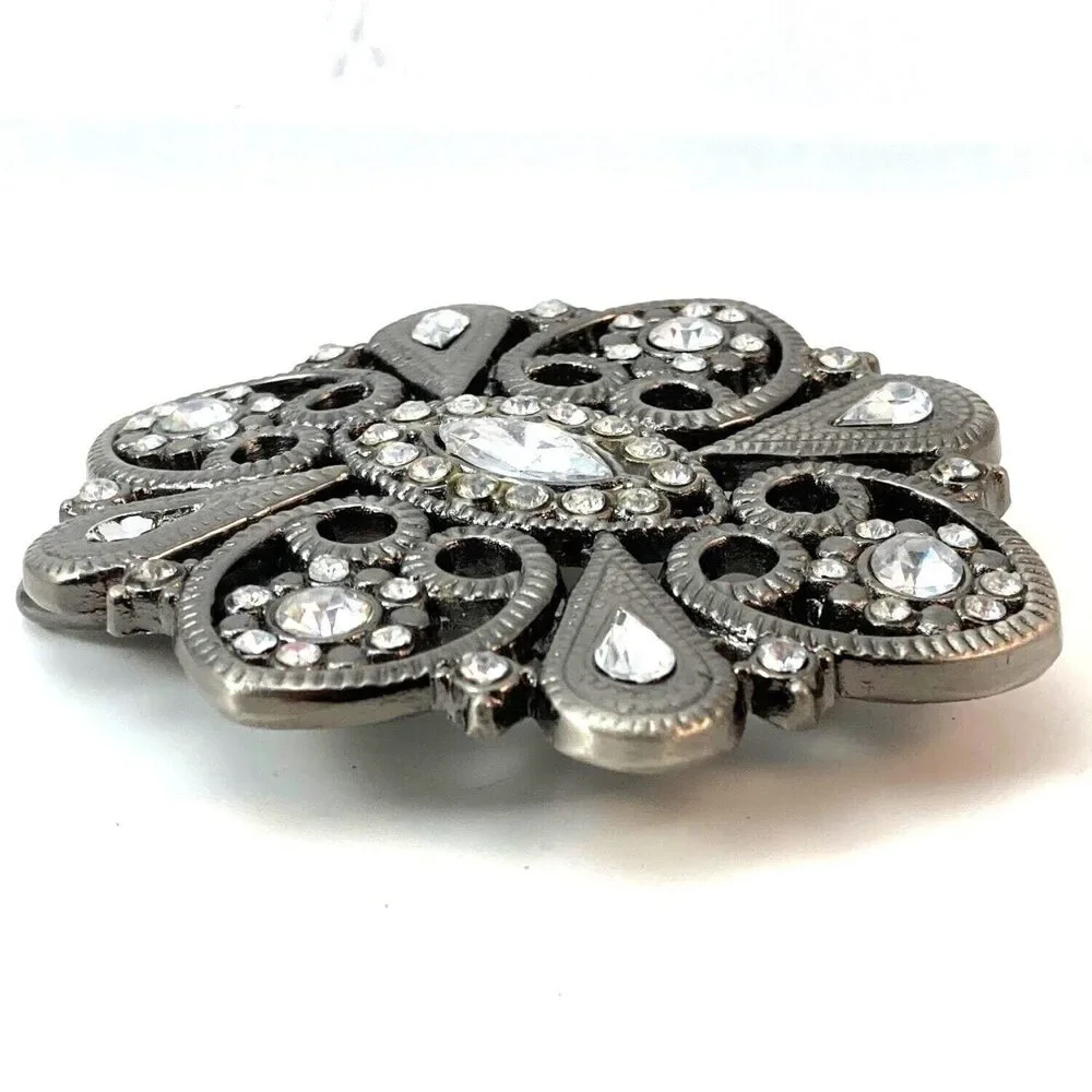 Belt Buckle Women Unisex‎ Midcentury Rhinestones Sparkling Goth Art Deco